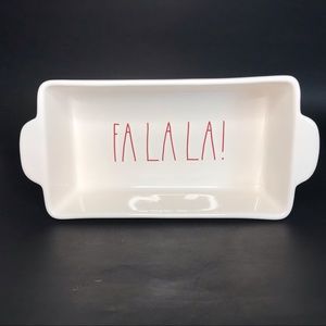 NWT Rae Dunn LL FA LA LA! Loaf Pan Red Christmas